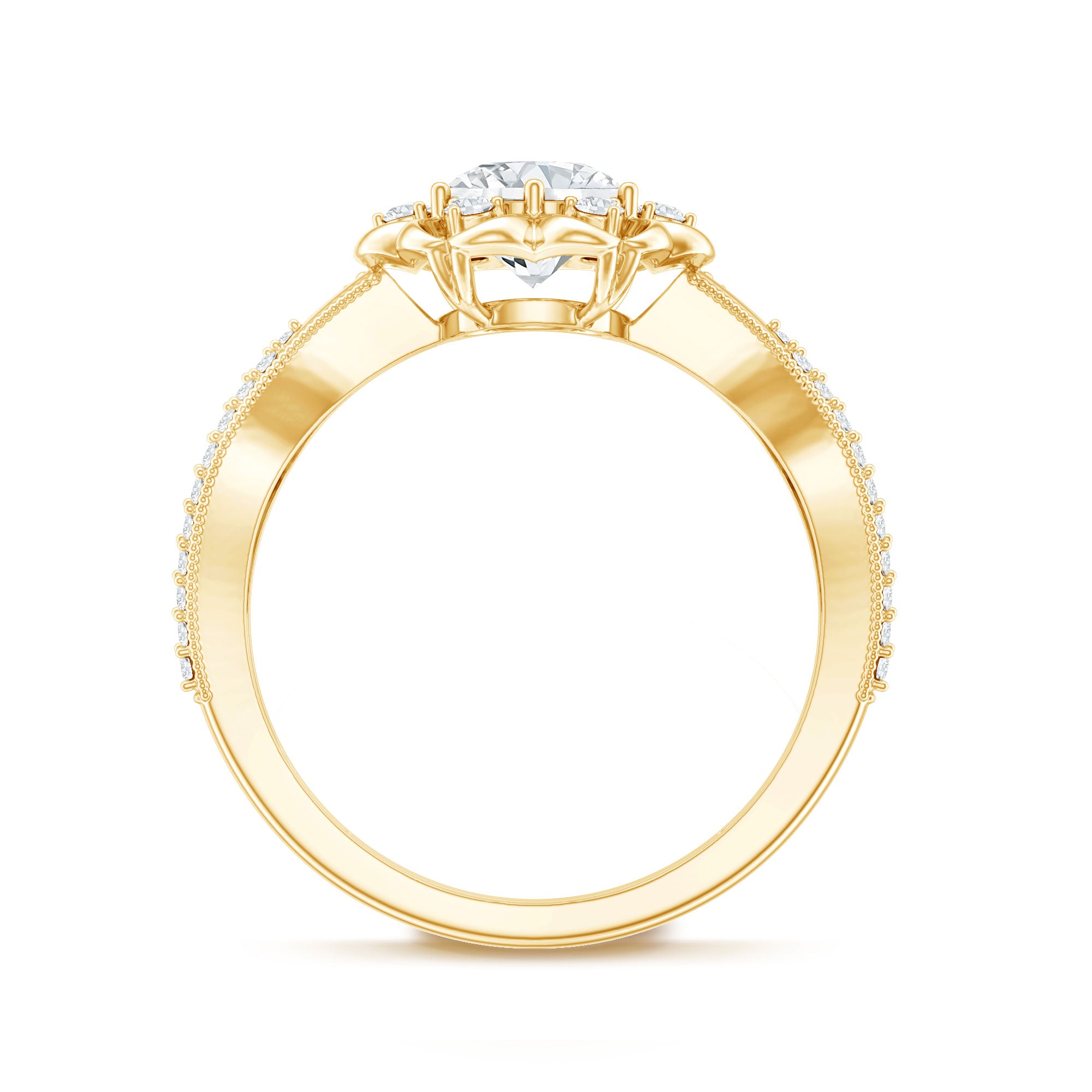 Nature Inspired Lab Grown Diamond Engagement Ring Lab - ( EF-VS ) - Rosec Jewels