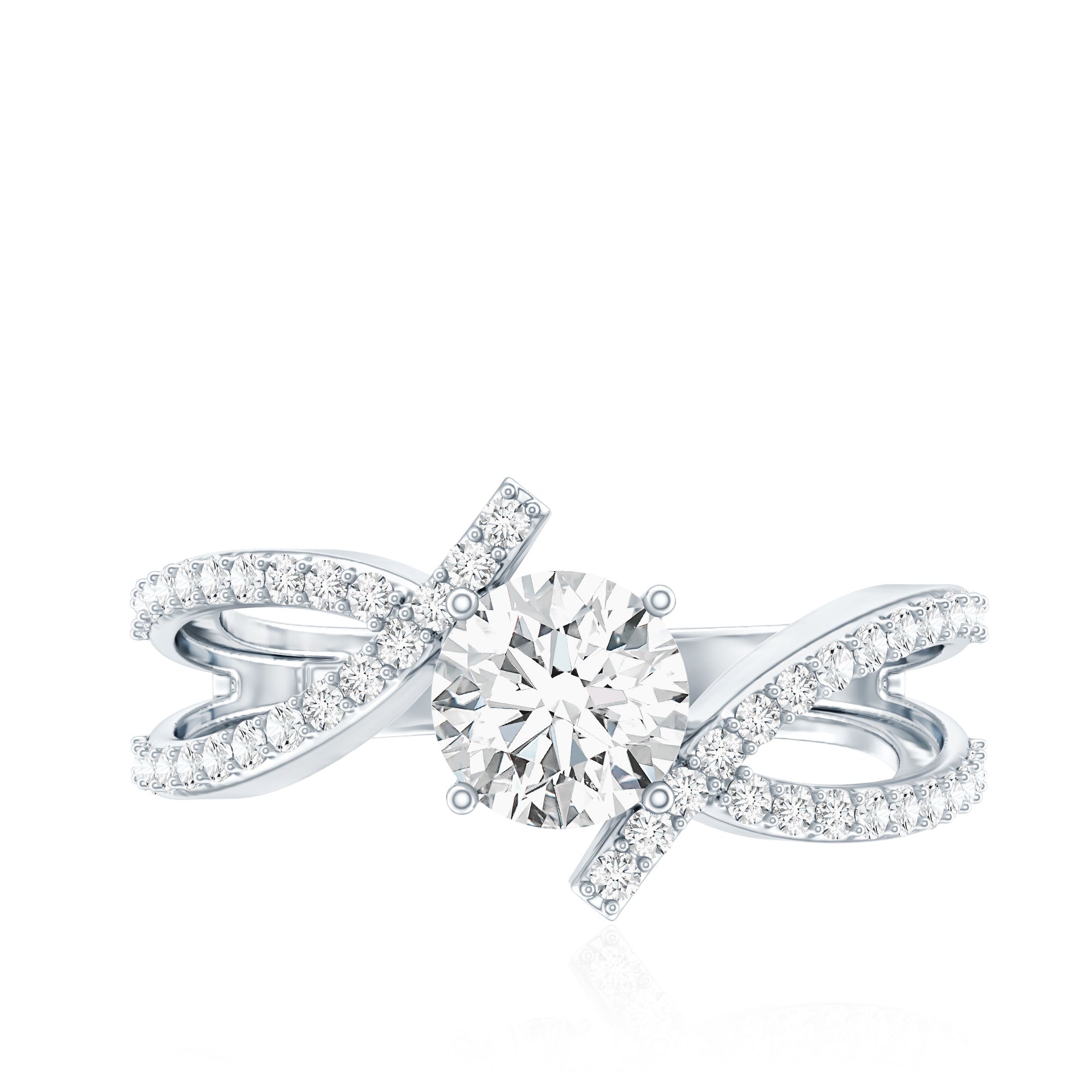 Certified Lab Grown Diamond Bypass Engagement Ring Lab - ( EF-VS ) - Rosec Jewels