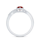 Certified Lab Created Ruby and Diamond Flower Engagement Ring AAAA - Rosec Jewels