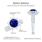 Lab Grown Blue Sapphire Round Engagement Ring with Diamond Accent AAAA - Rosec Jewels