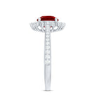 Vintage Style Lab Created Ruby and Diamond Halo Engagement Ring AAAA - Rosec Jewels