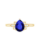 Rosec Jewels-Certified Lab Grown Blue Sapphire Teardrop Engagement Ring with Diamonds