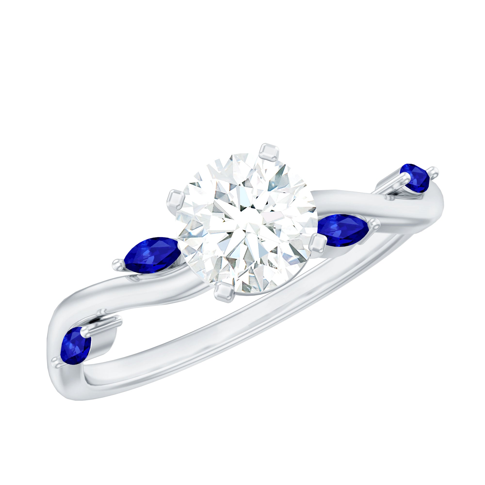 Certified Lab Grown Diamond Engagement Ring with Sapphire