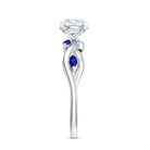 Certified Lab Grown Diamond Engagement Ring with Sapphire Lab - ( EF-VS ) - Rosec Jewels
