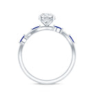 Certified Lab Grown Diamond Engagement Ring with Sapphire Lab - ( EF-VS ) - Rosec Jewels