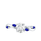 Certified Lab Grown Diamond Engagement Ring with Sapphire Lab - ( EF-VS ) - Rosec Jewels