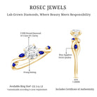 Certified Lab Grown Diamond Engagement Ring with Sapphire Lab - ( EF-VS ) - Rosec Jewels