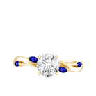 Certified Lab Grown Diamond Engagement Ring with Sapphire Lab - ( EF-VS ) - Rosec Jewels