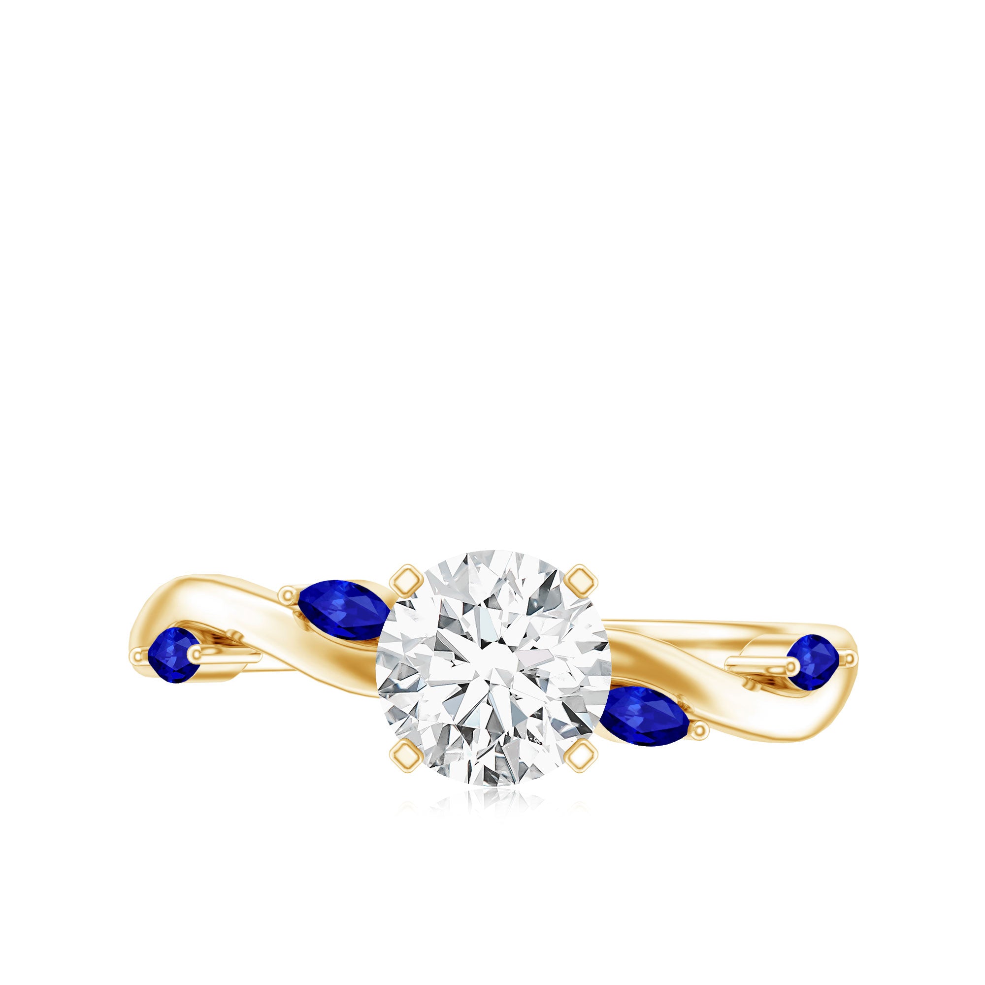Certified Lab Grown Diamond Engagement Ring with Sapphire Lab - ( EF-VS ) - Rosec Jewels