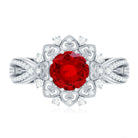 Lab Grown Ruby and Diamond Antique Looking Engagement Ring For Women AAAA - Rosec Jewels