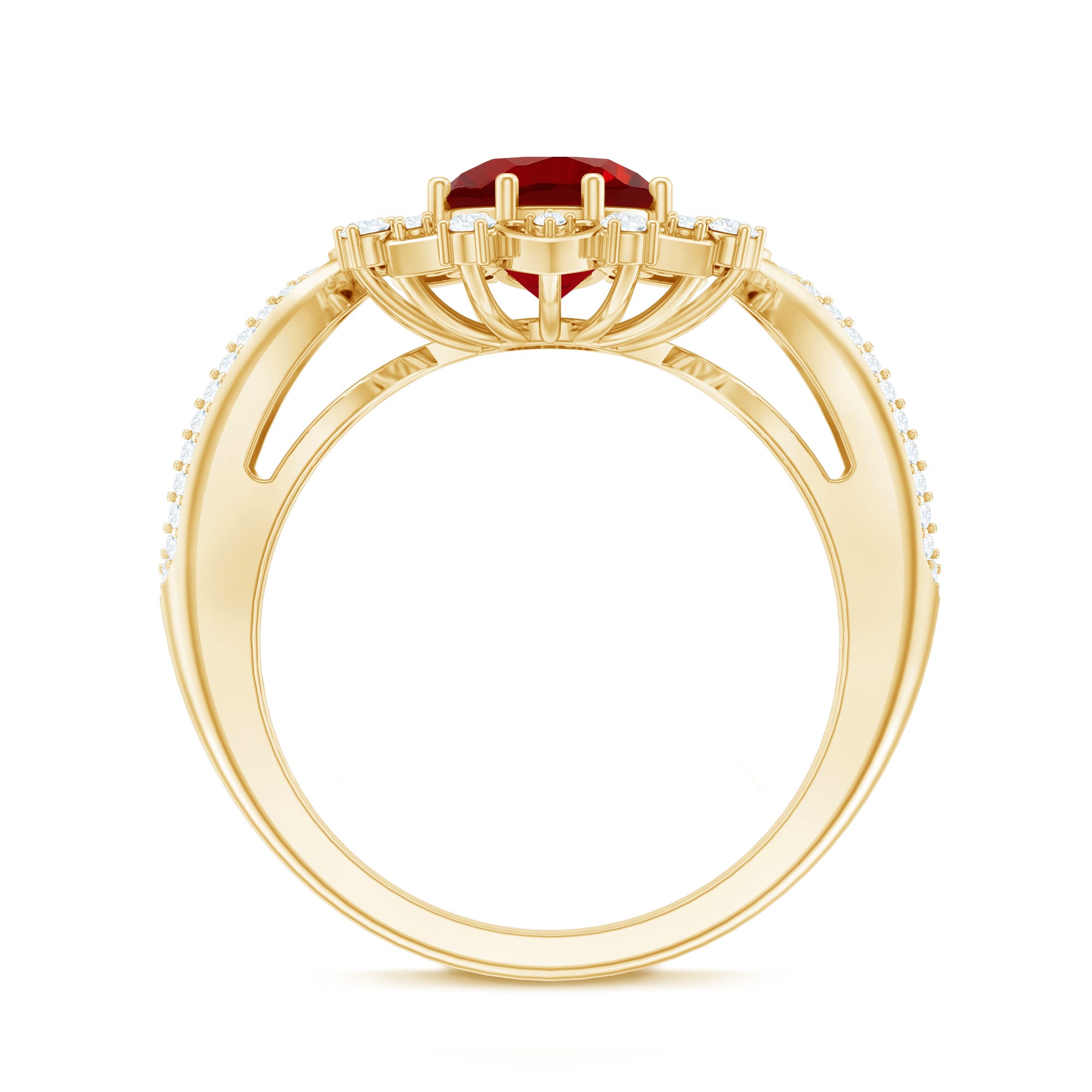 Lab Grown Ruby and Diamond Antique Looking Engagement Ring For Women AAAA - Rosec Jewels