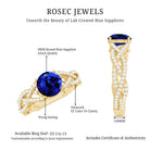 Designer 2.7 Carat Lab Grown Blue Sapphire Engagement Ring with Diamond Criss Cross Shank AAAA - Rosec Jewels