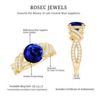 Designer 2.7 Carat Lab Grown Blue Sapphire Statement Engagement Ring with Diamond AAAA - Rosec Jewels