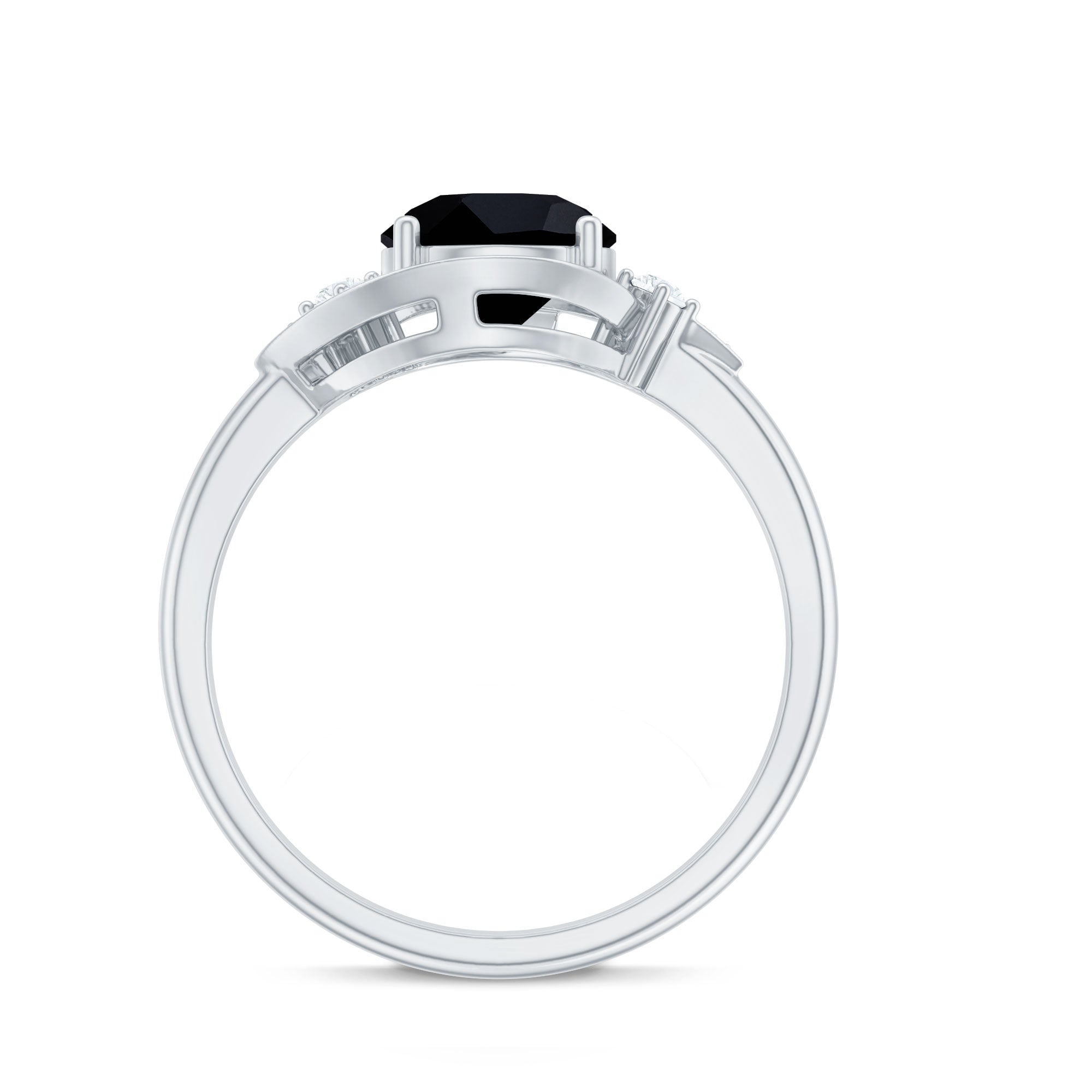 2 Carat Lab Grown Black and White Diamond Engagement Ring for Women AAAA ( Synthetic ) - Rosec Jewels
