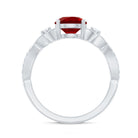Certified Lab Created Ruby Solitaire Engagement Ring with Diamonds AAAA - Rosec Jewels