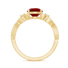 Certified Lab Created Ruby Solitaire Engagement Ring with Diamonds AAAA - Rosec Jewels