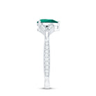 Pear Shape Lab Grown Emerald Teardrop Engagement Ring With Diamond AAAA - Rosec Jewels