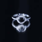 1.6 Carat Lab Grown Black Diamond Engagement Ring with White Diamond Halo AAAA ( Synthetic ) - Rosec Jewels