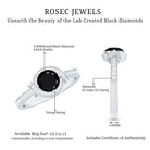 1.6 Carat Lab Grown Black Diamond Engagement Ring with White Diamond Halo AAAA ( Synthetic ) - Rosec Jewels