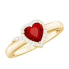 6 MM Lab Grown Ruby Heart Engagement Ring with Diamond Halo AAAA - Rosec Jewels