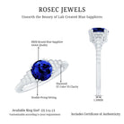 Vintage Style 2.7 Carat Lab Grown Blue Sapphire Engagement Ring with Diamond Side Stone AAAA - Rosec Jewels