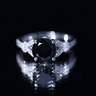 Lab Grown Black Diamond Solitaire Engagement Ring AAAA ( Synthetic ) - Rosec Jewels