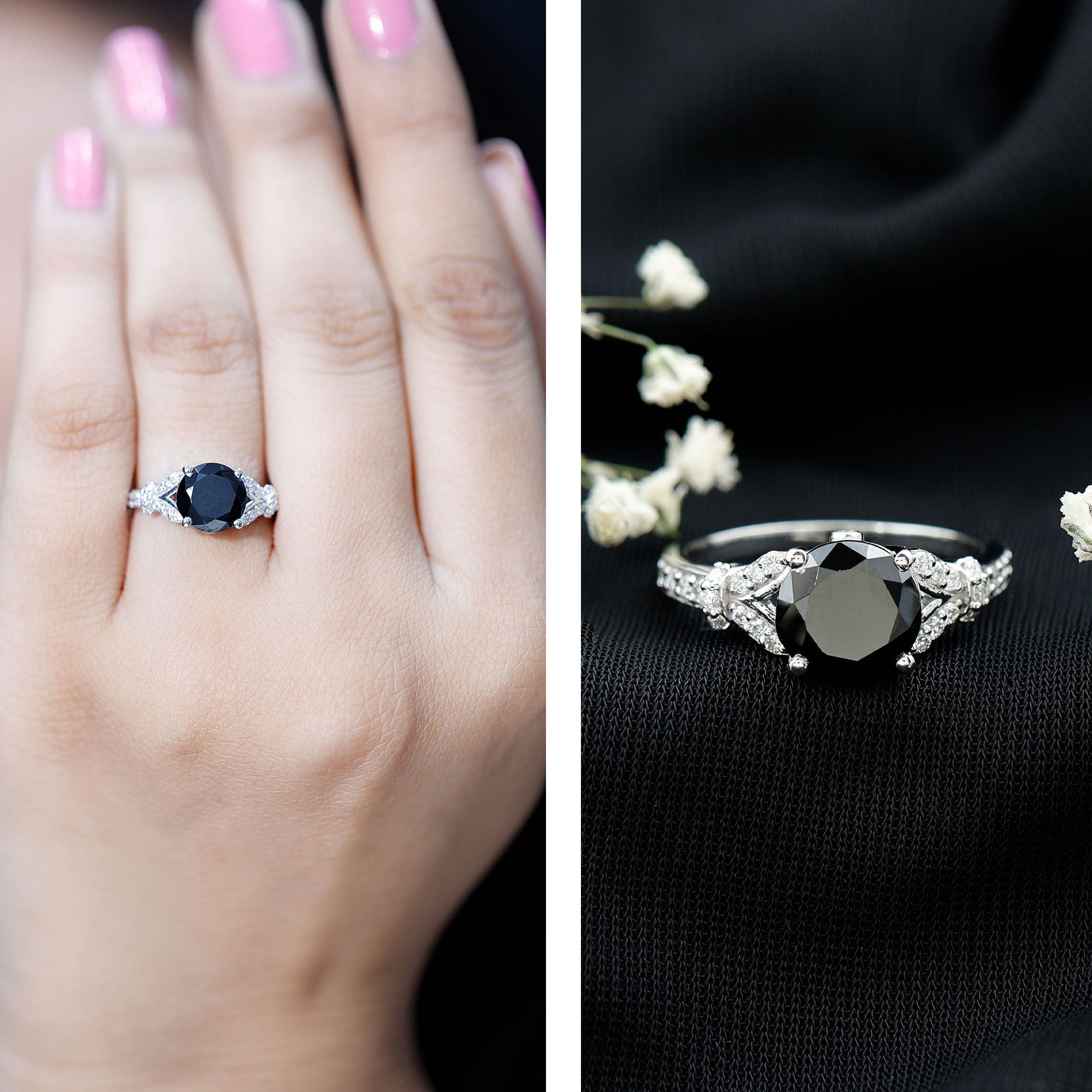 Rosec Jewels-Lab Grown Black Diamond Solitaire Engagement Ring