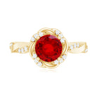 Lab Grown Ruby and Diamond Engagement Ring with Twisted Rope Design AAAA - Rosec Jewels
