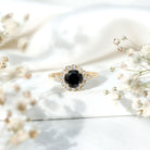 Certified Lab Grown Black Diamond Engagement Ring with Diamond Accent AAAA ( Synthetic ) - Rosec Jewels