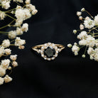 Certified Lab Grown Black Diamond Engagement Ring with Diamond Accent AAAA ( Synthetic ) - Rosec Jewels