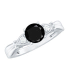 Certified 1.3 Carat Lab Grown Black Diamond Engagement Ring with White Diamond AAAA ( Synthetic ) - Rosec Jewels