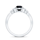 Certified 1.3 Carat Lab Grown Black Diamond Engagement Ring with White Diamond AAAA ( Synthetic ) - Rosec Jewels