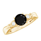 Certified 1.3 Carat Lab Grown Black Diamond Engagement Ring with White Diamond AAAA ( Synthetic ) - Rosec Jewels