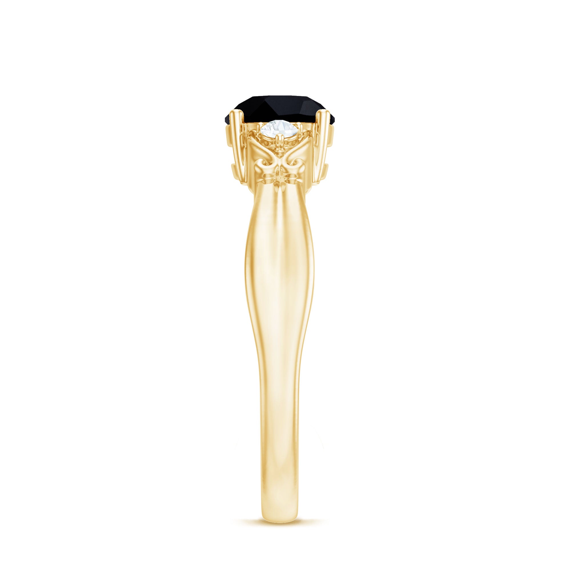 Certified 1.3 Carat Lab Grown Black Diamond Engagement Ring with White Diamond AAAA ( Synthetic ) - Rosec Jewels
