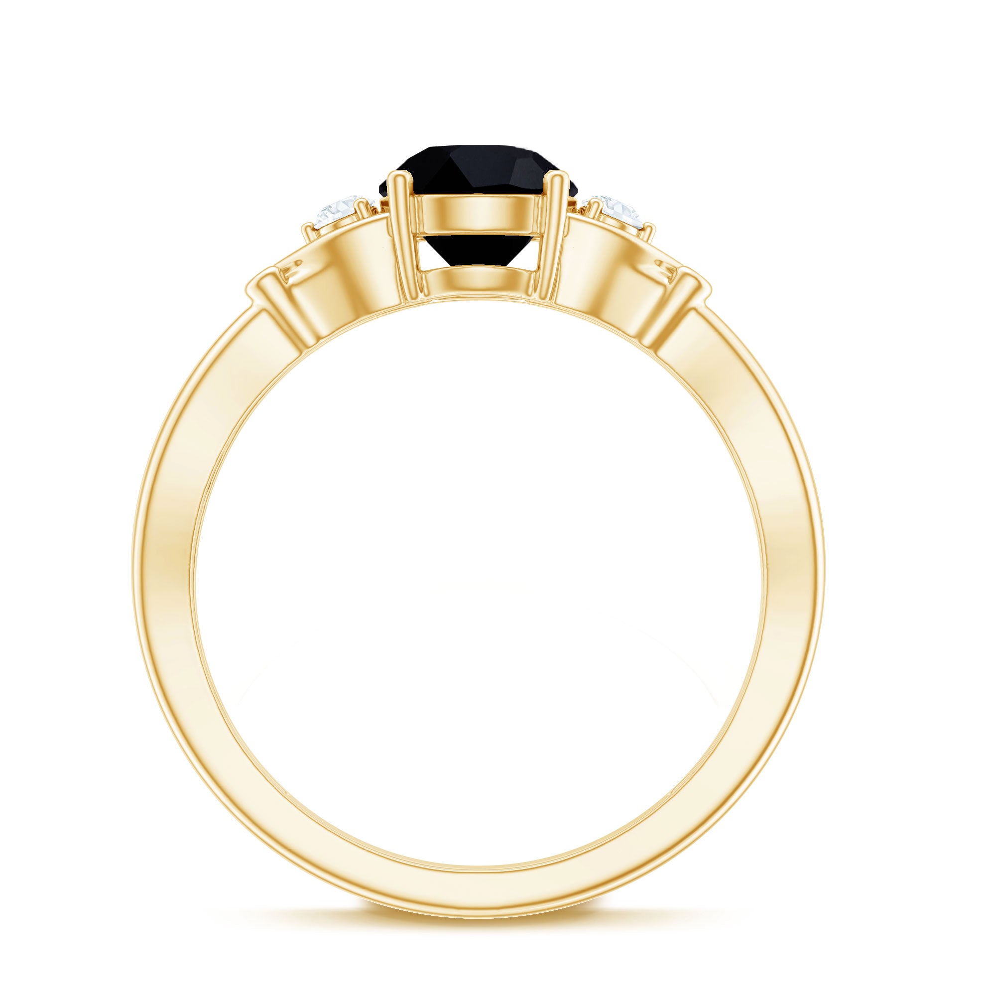 Certified 1.3 Carat Lab Grown Black Diamond Engagement Ring with White Diamond AAAA ( Synthetic ) - Rosec Jewels