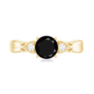 Certified 1.3 Carat Lab Grown Black Diamond Engagement Ring with White Diamond AAAA ( Synthetic ) - Rosec Jewels