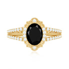 Rosec Jewels-Vintage Style 1.9 Carat Lab Grown Black Diamond Oval Engagement Ring with Diamond Halo