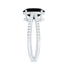 4.2 Carat Lab Grown Black Diamond Statement Engagement Ring with White Diamond AAAA ( Synthetic ) - Rosec Jewels