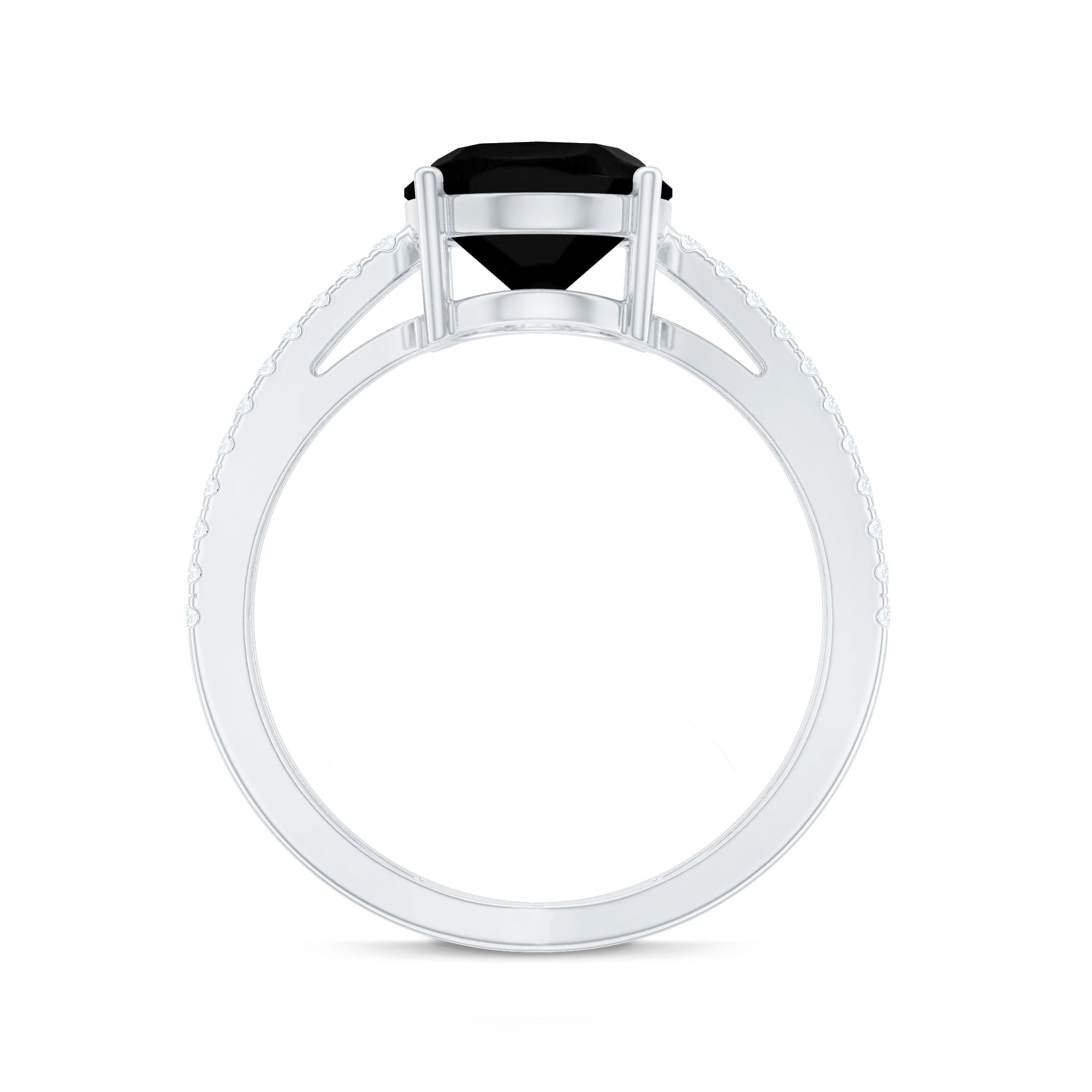 4.2 Carat Lab Grown Black Diamond Statement Engagement Ring with White Diamond AAAA ( Synthetic ) - Rosec Jewels