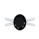 4.2 Carat Lab Grown Black Diamond Statement Engagement Ring with White Diamond AAAA ( Synthetic ) - Rosec Jewels