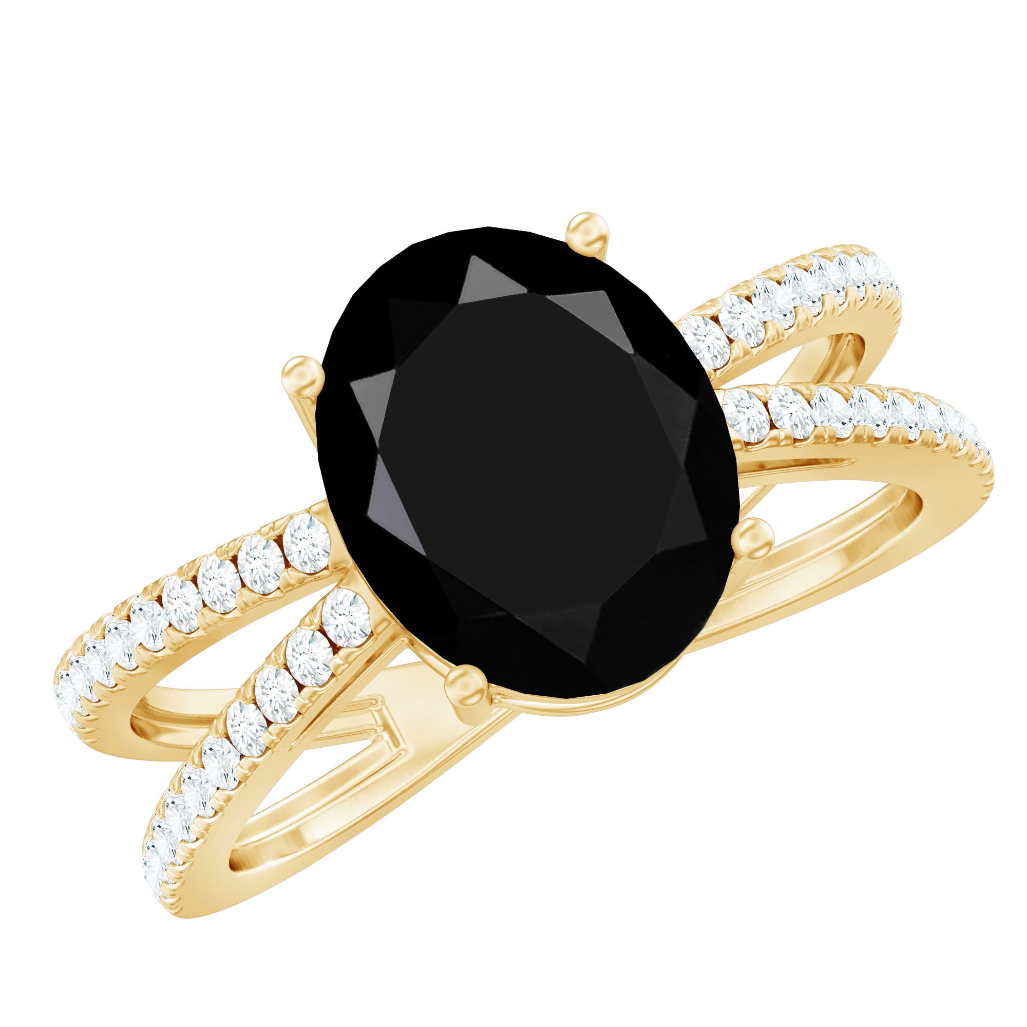 4.2 Carat Lab Grown Black Diamond Statement Engagement Ring with White Diamond AAAA ( Synthetic ) - Rosec Jewels