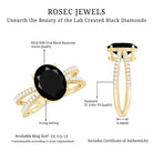 4.2 Carat Lab Grown Black Diamond Statement Engagement Ring with White Diamond AAAA ( Synthetic ) - Rosec Jewels