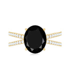 4.2 Carat Lab Grown Black Diamond Statement Engagement Ring with White Diamond AAAA ( Synthetic ) - Rosec Jewels
