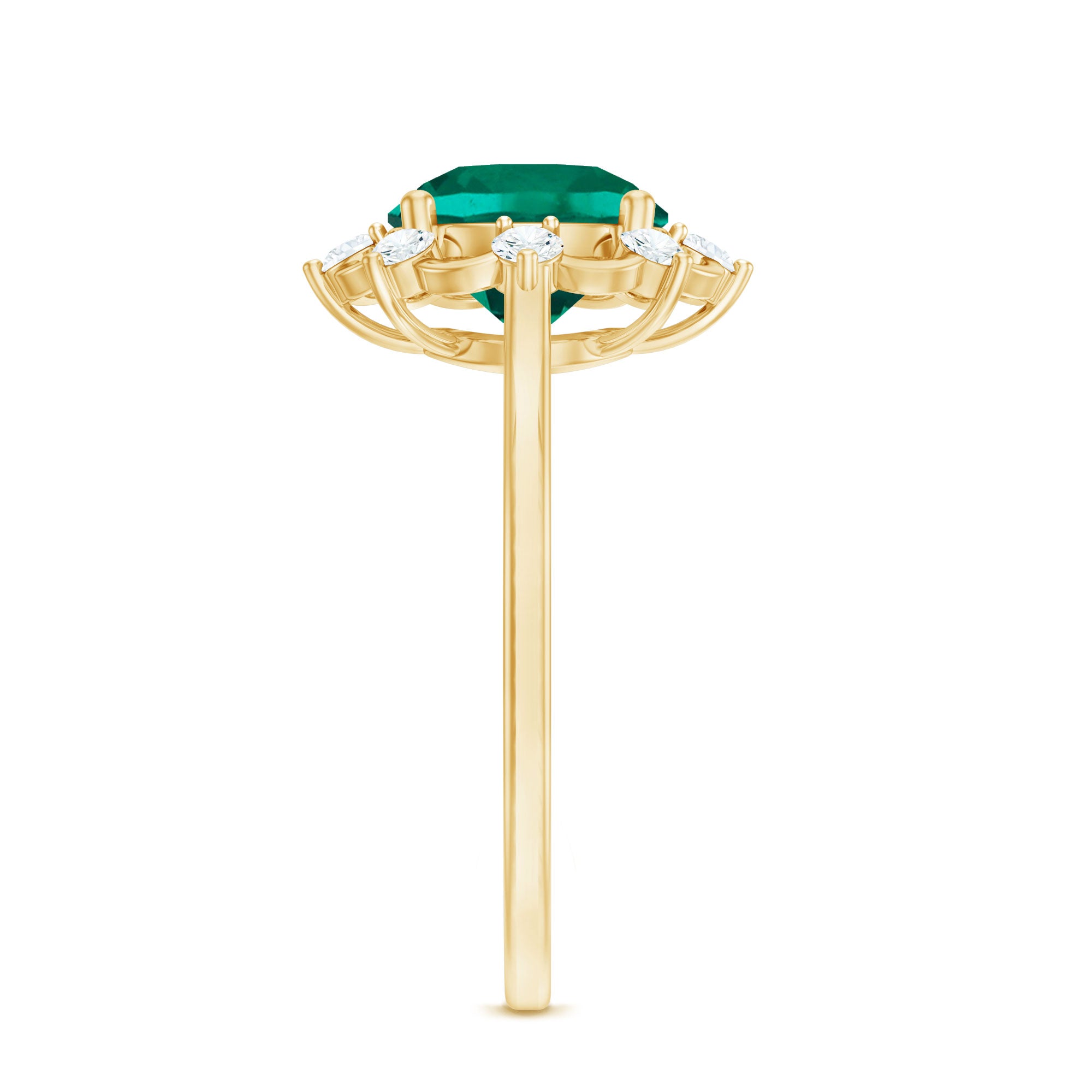 Lab Grown Emerald Designer Flower Engagement Ring AAAA - Rosec Jewels