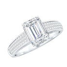 Emerald Cut Moissanite Side Stone Engagement Ring D-VS1 - Rosec Jewels