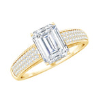 Emerald Cut Moissanite Side Stone Engagement Ring D-VS1 - Rosec Jewels