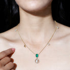 Uncut Diamond and Emerald Drop Pendant Necklace in 18k Gold 18K Yellow Gold - Rosec Jewels
