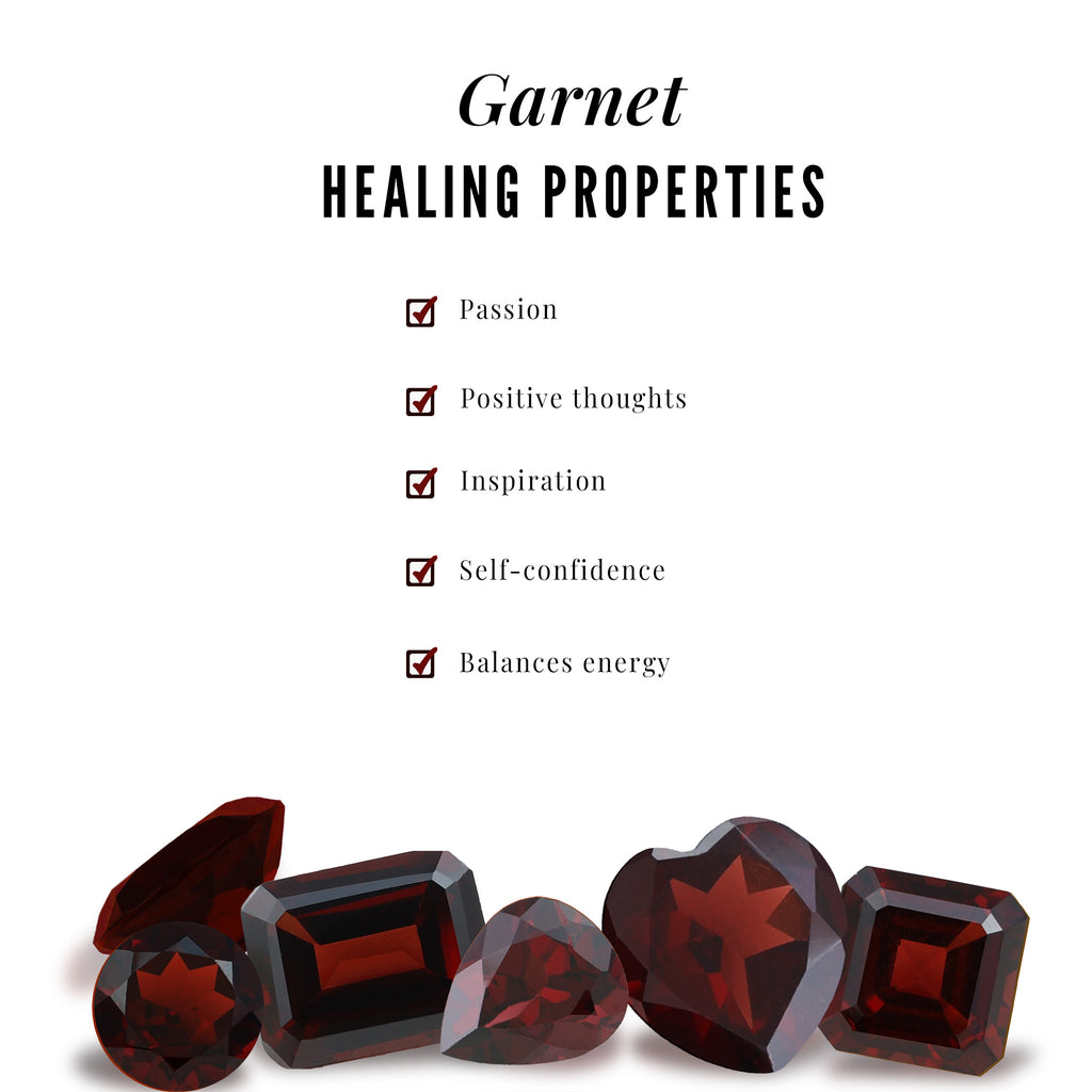 Asscher Garnet Solitaire Engagement Ring with Diamond Garnet - ( AAA ) - Quality - Rosec Jewels
