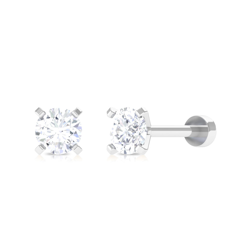 Round Cut Moissanite Solitaire Nose Pin in Gold