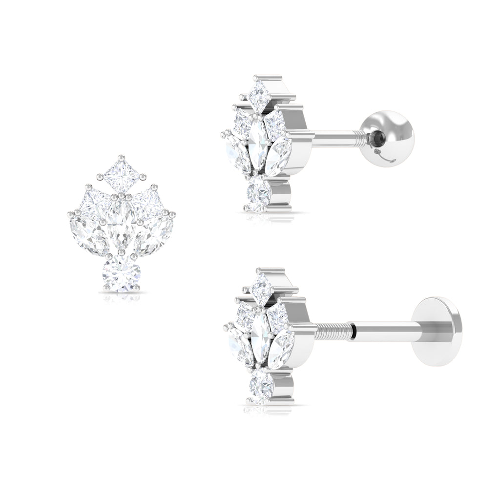 1/4 CT Diamond Cluster Earring for Upper Lobe Piercing